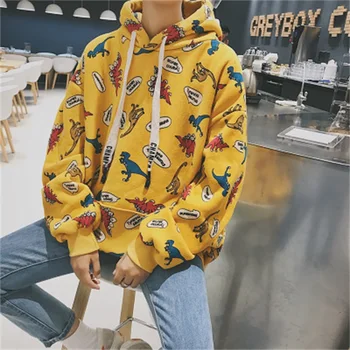 

Women Sweatershirt 2019 Winter Korean Preppy Style Cute Large Sweatershirt Casual Cartoon Loose Pullovers Hooded Sweatershirt