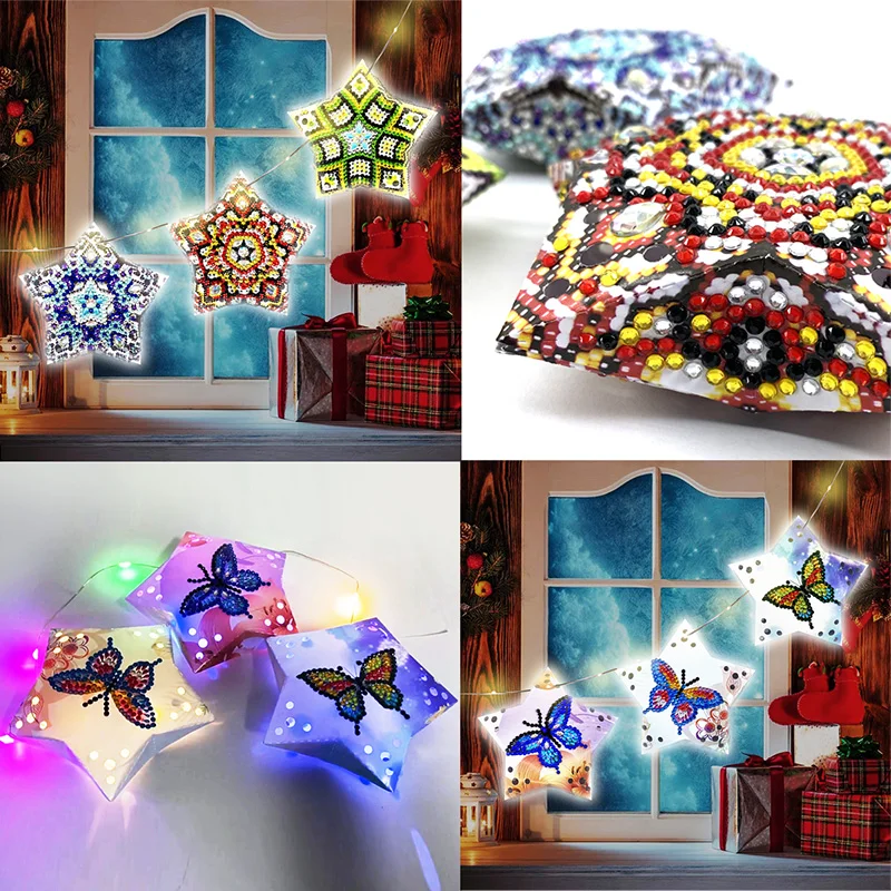 5D DIY Diamond Painting Christmas Luminous Tree Hanging Lights