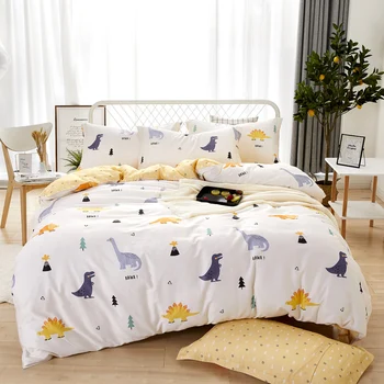 

New Product Nordic Bedding Set Cartoon Dinosaur 100% Cotton Bed Linen Include Sheet Pillowcase Duvet Cover Set Twin Queen Sizes