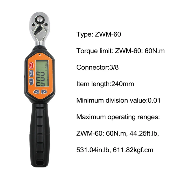 0100N.m ZWM100 Digital Torque Wrench Electronic Torque Wrench N.m kgf