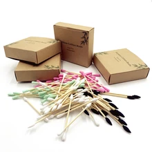 Eco Biodegradable Bamboo Cotton Swabs Compostable Wooden Ear Sticks Swabs Wood Sticks Makeup Cotton Buds