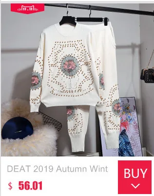 DEAT, Осенний вязаный костюм ручной работы с бисером и блестками, пуловер, топы, штаны, комплект из двух предметов для отдыха, женская одежда MG853