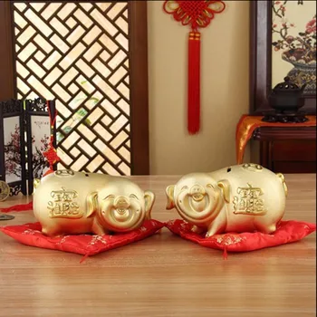 

HIGH QUALITY FASHION FESTIVE HOME DECORATION LUCKY PIG A PAIR OF MARRIED THE GOLDEN PIG DECORATION HOME DECORATION