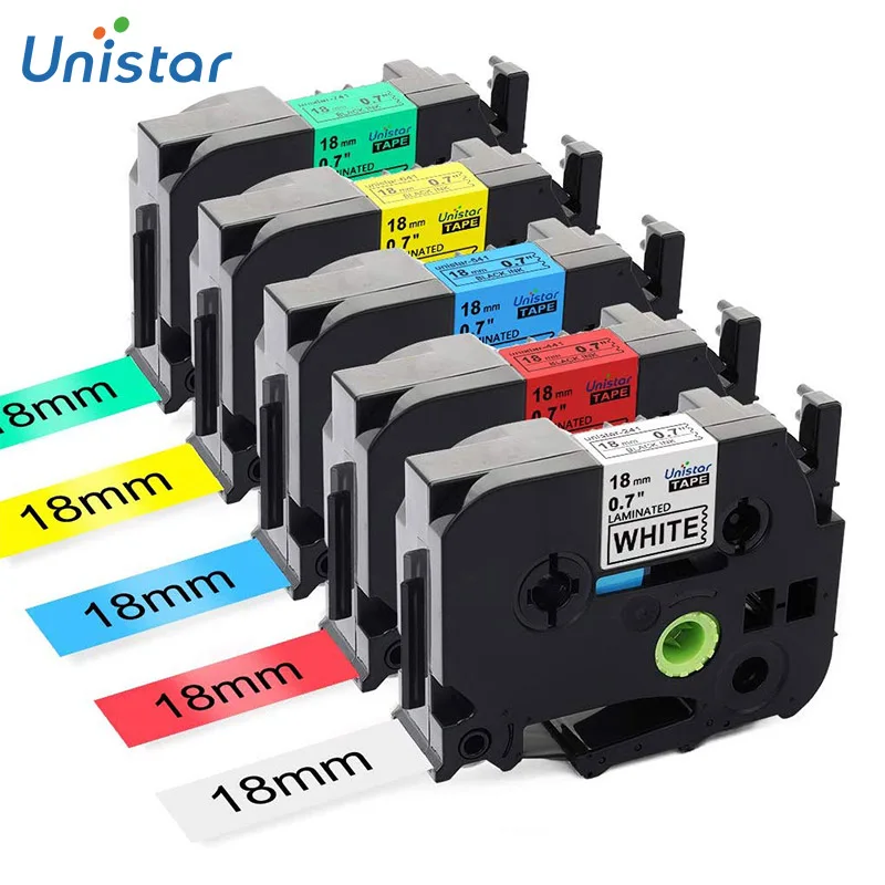 Unistar TZe 241 18 мм совместим с Brother P Touch TZe141 TZe441 541 разноцветные ленты ярлыки|Ленты для