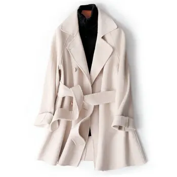 

Boollili Spring Autumn Wool Coat Women Korean Wool Jacket Double Breasted Coat Female Overcoat Manteau Femme 2020