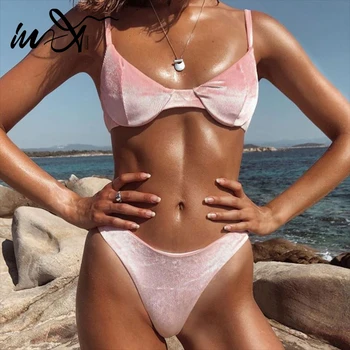 

In-X Velvet push up bikini 2020 Sexy underwire swimsuit female Ribbed bikini set High cut swimwear women bathing suit bathers
