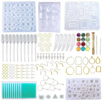 

Silicone Resin Jewelry Casting Mold Tools Set Metal Frame Kits Stud Earrings Eye Screw Pins Mould Pendant Making DIY