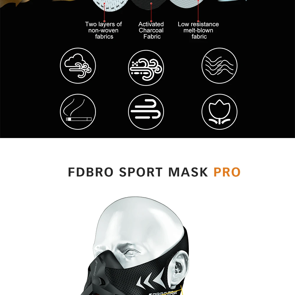 FDBRO новая спортивная маска Pro Phantom тренировочная Беговая Пылезащитная маска кардио высокая высота Защитная дыхательная тренировочная маска с воздушным фильтром