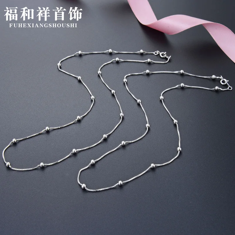 

Korean-style S925 Sterling Silver Necklace Women's Choker 08 Box Aberdeen Bag 3.0 Beads 1: 1 Fashion Jewelry