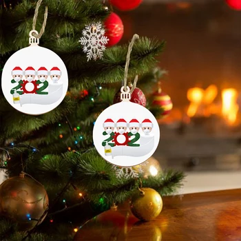 

Hot Sale Christmas Ornaments Wooden Ornaments Santa Clause Family Wearing Mask Wood Handmade Xmas Tree Decoration 6.9*8.9cm