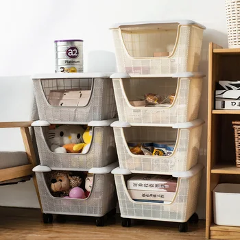 

Simple Household Living Room Snack Storage Rack Multi Layer Toy Rack Floor Type Kitchen With Cover Basket Storage Rack Organizer