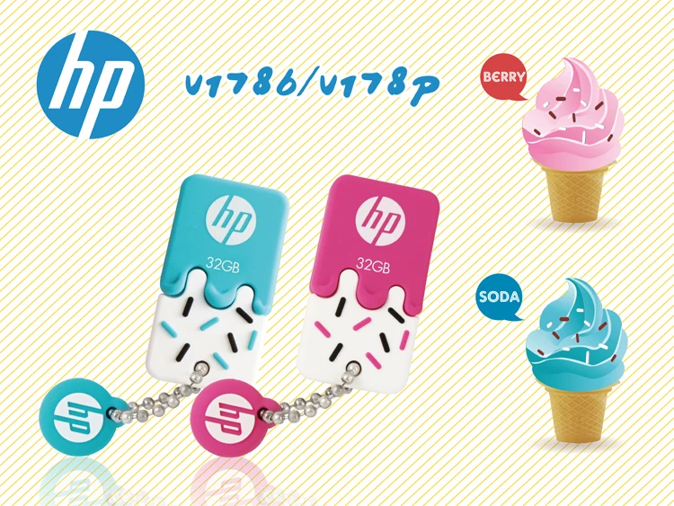 HP v178w wholesales 4GB 8GB 16GB 32GB Rubber Cartoon  USB 2.0 Flash Pen Drive Memory Stick U Disk Playful Ice Cream Drive waterproof (8)