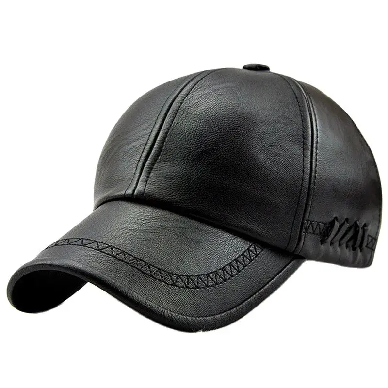 Xthree New fashion high quality spring winter Faux leather baseball cap for men casual moto snapback hat men's hat Cap wholesale