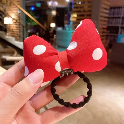 New Girls Cute Red Dot Bow Hair Clips Elastic Bands Kids Sweet Ornament Headband Fashion Accessories | Детская одежда и обувь