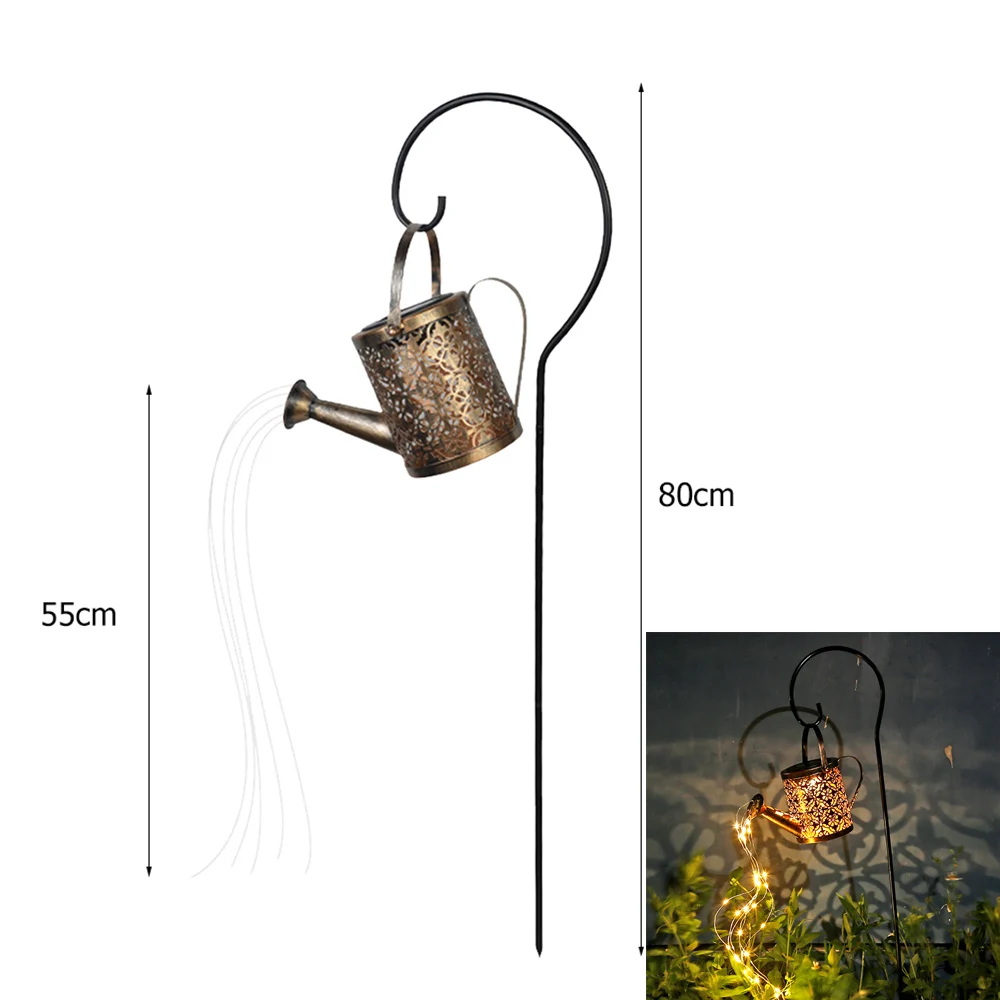 Watering Can Solar Garden Landscape Path LED String Lights Yard Stake