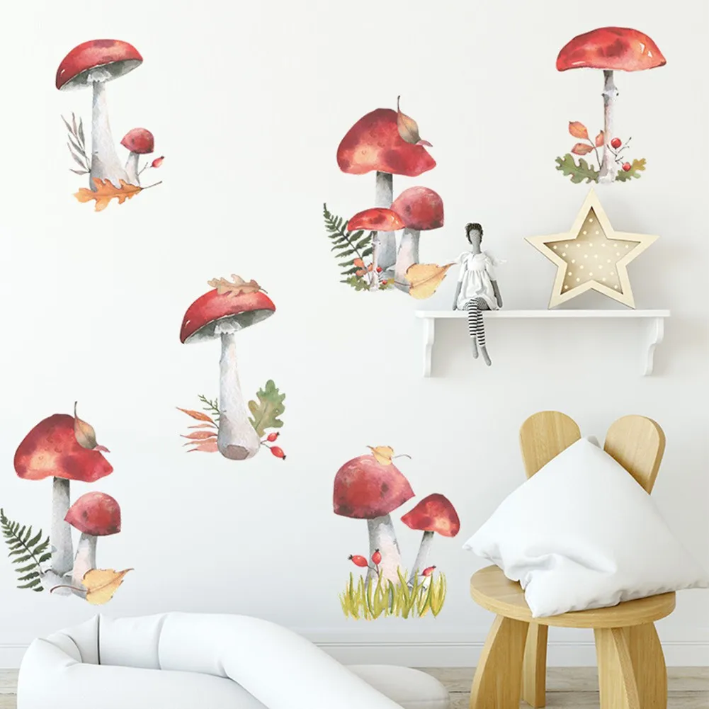1 set of wall stickers Fairy Forest Mushroom Plant Wall Sticker Decal Kids Room Nursery Art Mural for Home bedroom