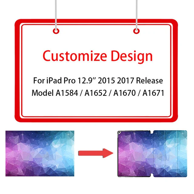 MTT Чехол для iPad Pro 12,9 дюйма ультра тонкий из искусственной кожи трехкратный умный чехол для планшета модель A1584 A1652 A1670 A1671 - Цвет: Custom Design