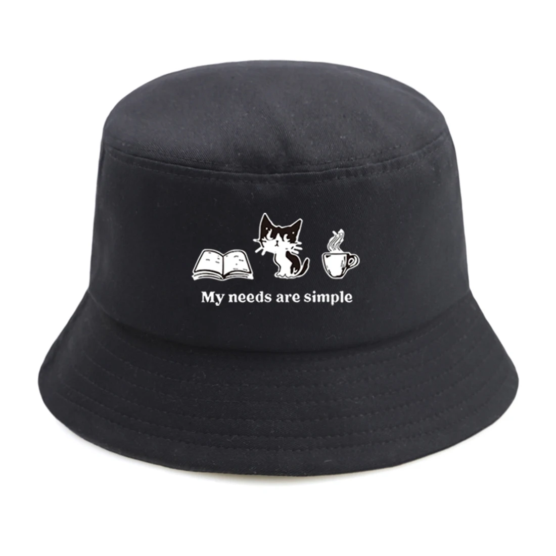 

New Fashion Cat Bucket Hat Mens/Woman Summer 2020 Chapeu Pescador Cotton+Polyester Fishing Hat Casual My needs are simple Gorras