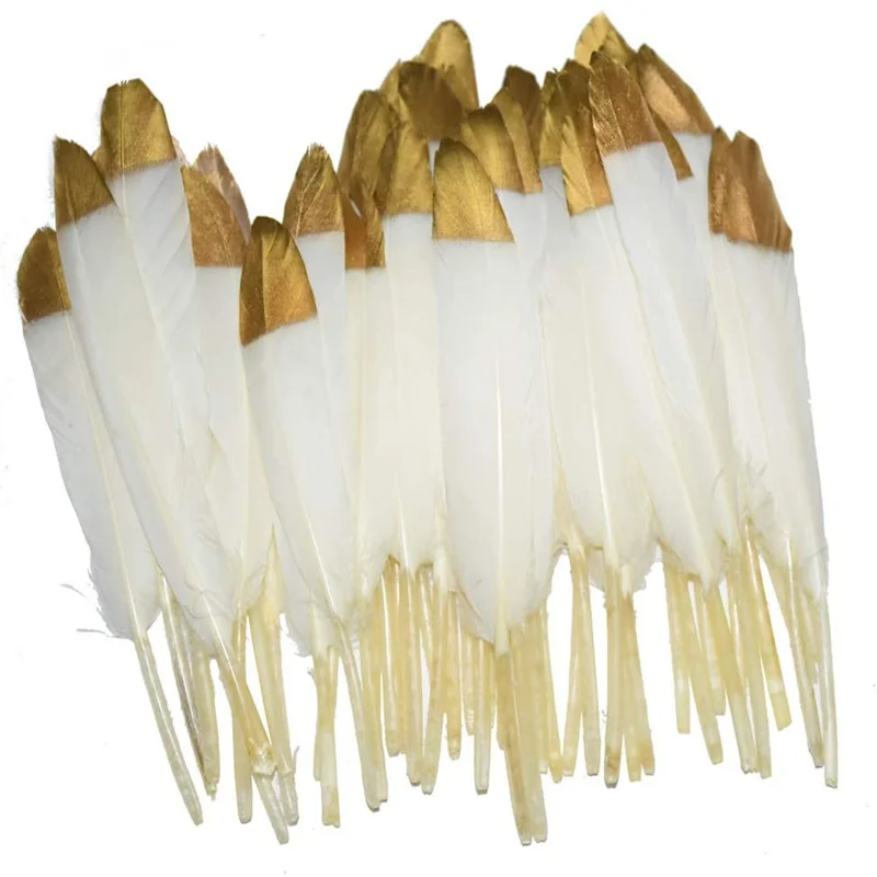 

20pcs Dipped Gold Natural dyed Duck Feather 10-15CM DIY needlework feathers for crafts decor feathers for jewelry making plumas