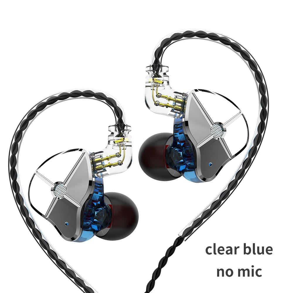 blue no mic TRN ST1 1DD+ 1BA гибридные наушники в ухо HIFI DJ монитор для бега спортивные наушники ушные наушники гарнитура с QDC кабелем TRN V90 BA5 - Цвет: blue no mic