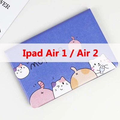 02 Ipad Air 1 2 Чехол с милым котом для Ipad Ipad Air 1 2 Min 1 2 3 4 5 Pro 9,7 полное покрытие автоматическое Пробуждение сна с мягким силиконовым покрытием - Цвет: 02 Ipad Air 1 2