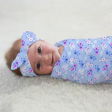 Для малышей, с цветочным узором, пеленка Обёрточная бумага для пеленания Одеяло с повязкой на голову с бантом, 2 штуки в упаковке мягкое новорожденное детское банное цветочный Полотенца для мальчиков и девочек