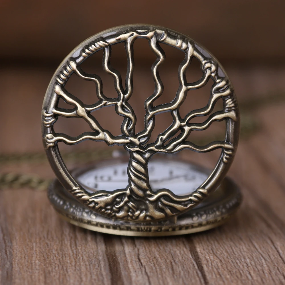 New-Retro-Unisex-Bronze-Hollow-Tree-Design-Quartz-Pocket-Watch-With-Fob-Chain-Women-Watch-Pendant (2)