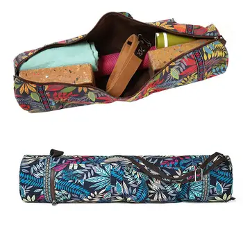 

Stylish Printed Portable Gym Fitness Yoga Mat Canvas Carry Pouch Shoulder Bag Large capacity multiple inner compartments