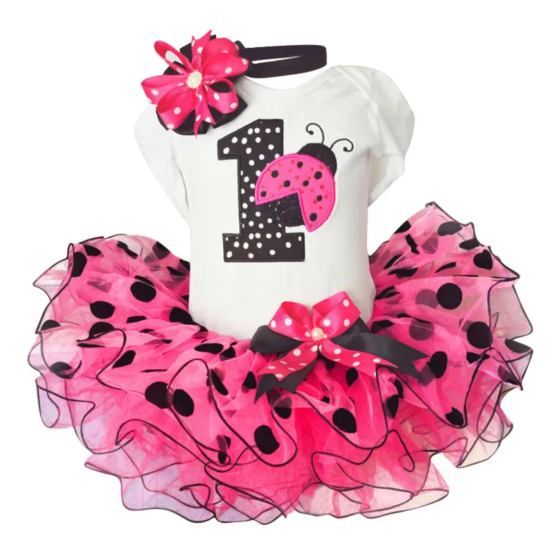 rose red ladybug 1 год для маленьких девочек платье принцессы, костюм на день рождения; сезон лето детская одежда для дня рождения Одежда для младенцев платье с красной божьей коровкой для маленькой девочки, одежда - Цвет: rose red ladybug