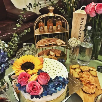 

20cm Wrought Iron Bird Cage Shaped Dessert Display Stand Table Decoration Multi-layer Cake Rack Snack Holder Metal Rack Banquet