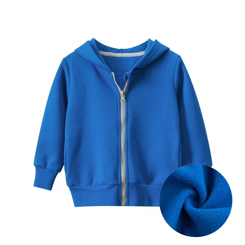 hoodie kid NewEarly Autumn Winter Kids Coat Zipper Jacket Boys Girls Plus Velvet Warm Hooded Solid Plain Sweatshirt Tops Children's Clothes kids' yellowstone t shirts