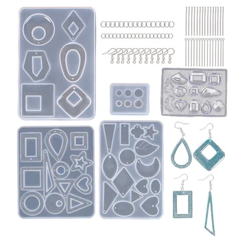 

Earring Resin Molds, Stud Earring Jewelry Epoxy Resin Silicone Molds Include Droppers, Stirrers, Earring Hooks, Jump Rings, Eye