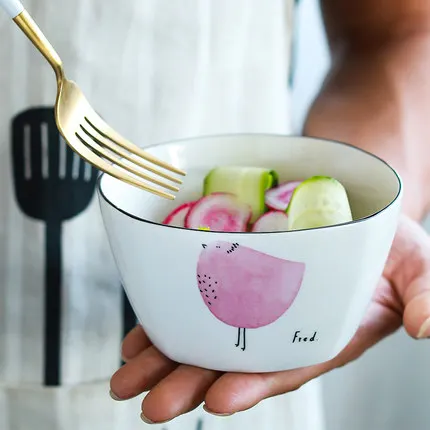 Керамическая маленькая чаша в японском стиле, красивые вечерние чаши для завтрака с сердечками для девочек, милая миска для дома, миска для еды
