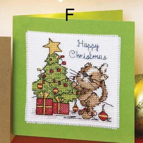 CD029 14ct Cross Stitch Kit Card Package Greeting Card Needlework Embroidery Crafts Counted Cross-Stitching Kits Christmas Gift CD029-F