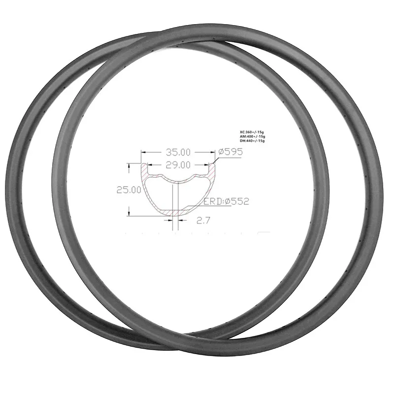 27.5er Carbon Mtb Disc Rims 35x25mm Asymmetry Tubeless Bike Wheel Mountain Rim XC AM DH bicycle rim 552mm 24 28 32H | Спорт и