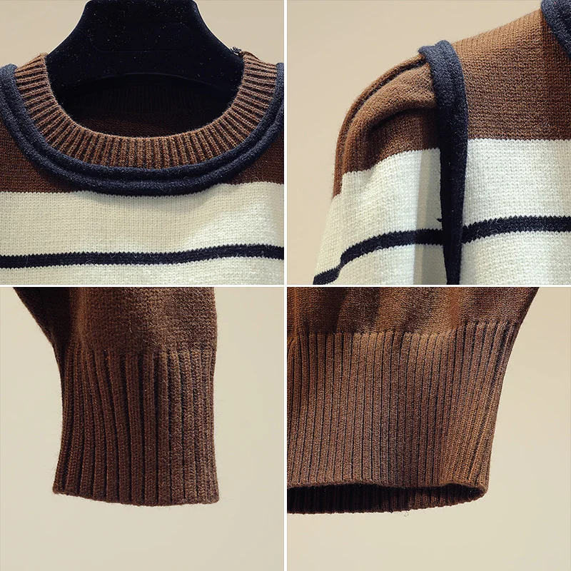 Новинка в Корейском стиле colorblock(цветовой блок), прошитая, с короткими рукавами шорты Модный вязаный свитер для женщин