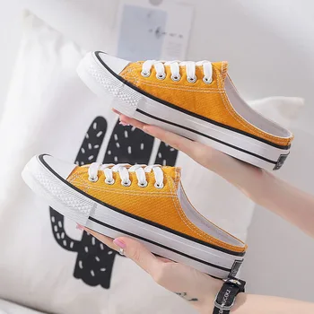 

Women Shoes Canvas Sneakers Lace Up Solid Color White Platform 2020 Spring Summer Fashion Casual Trainers Tenis Feminino Shoes
