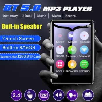 

MP3 player Bluetooth 5.0 touch screen 2.4 inch built-in speaker 8/16G with e-book radio recording video player Mp 4 UP TO 128g