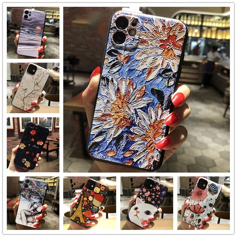 3D Relief Phone Case For Xiaomi mi 10T Pro Case Floral Silicon Cover For Xiaomi POCO X3 X 3 NFC mi 10T 10 T Pro Lite Case Fundas xiaomi leather case chain