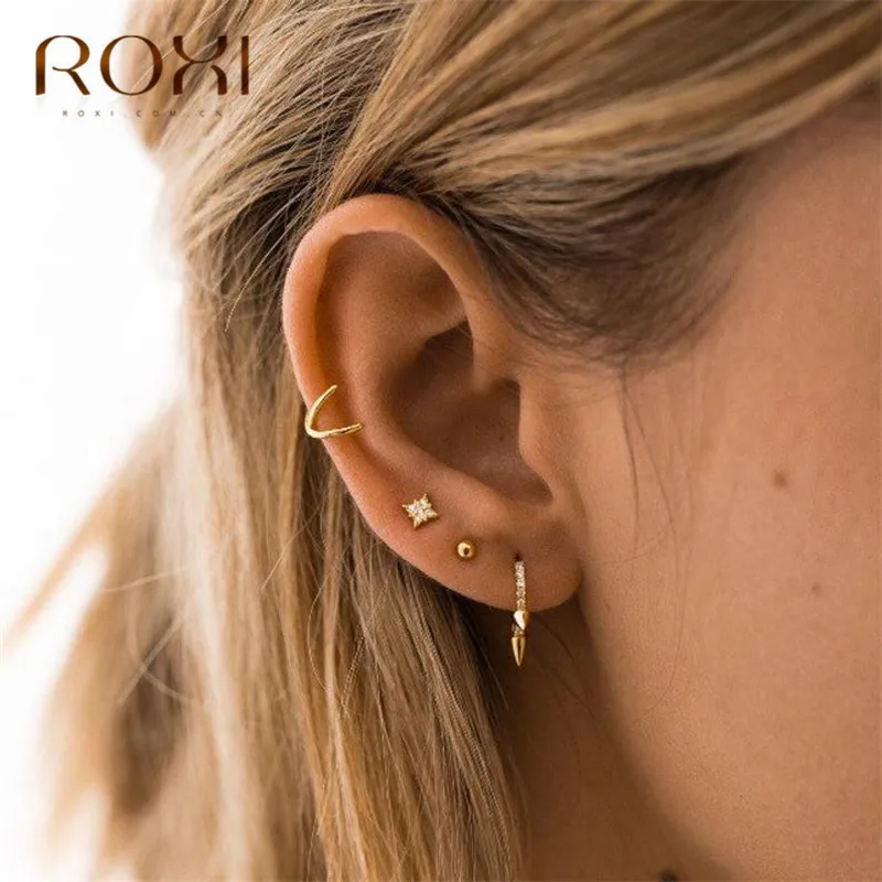 ROXI 1 пара стерлингового серебра 925 Серьги для ушей клипсы для женщин полые C формы не проколотое ухо кости пряжки серьги