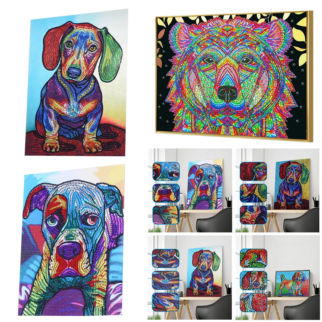 

DIY 5D Full Square/Round Drill Diamond Tiger Wolf Painting Animal Colorful Paintings 3D Embroidery Cross Stitch Home Decor