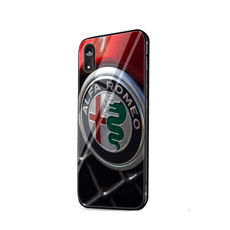 Стеклянный чехол для телефона из ТПУ для iPhone 6, 6s, 7, 8 Plus, X, XR, XS, Max, 5, 5S, SE, чехол с логотипом Alfa Romeo