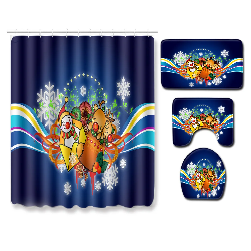 Zeegle Merry Christmas занавеска для душа, занавеска для ванной комнаты, Впитывающий Коврик для туалета, коврик для ног, моющийся коврик для ванной комнаты, нескользящий коврик для ванной - Цвет: QA20