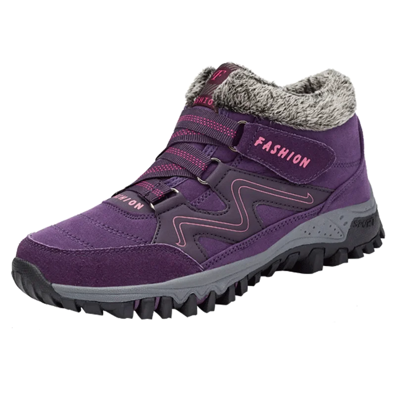 Г., модные однотонные женские ботинки высококачественные зимние теплые ботильоны на меху женские зимние рабочие ботинки на резиновой подошве женские кроссовки на шнуровке - Цвет: purple