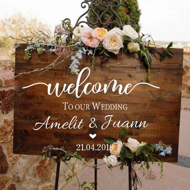 Welcome Wedding Sign Stickers Engagement /Celebration Mural Vinyl Decal Baptism/Birthday Wedding Decoration Reception Decor wall stickers self adhesive stickers vinyl stickers self adhesive wall stickers vinyl wall stickers