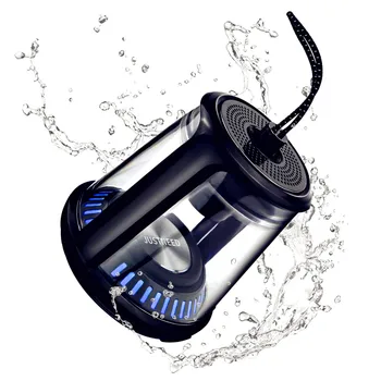 

JUSTNEED Magnetic Transparent Portable Waterproof Speaker with Loud Clear Stereo Sound Blue LED Light for Home and Outdoor use