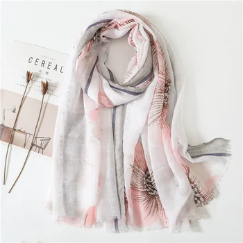 

Women Fashion Sequins Floral Fringe Viscose Shawl Scarf Spain Luxury Print Soft Wrap Pashmina Stole Foulards Muslim Hijab Sjaal