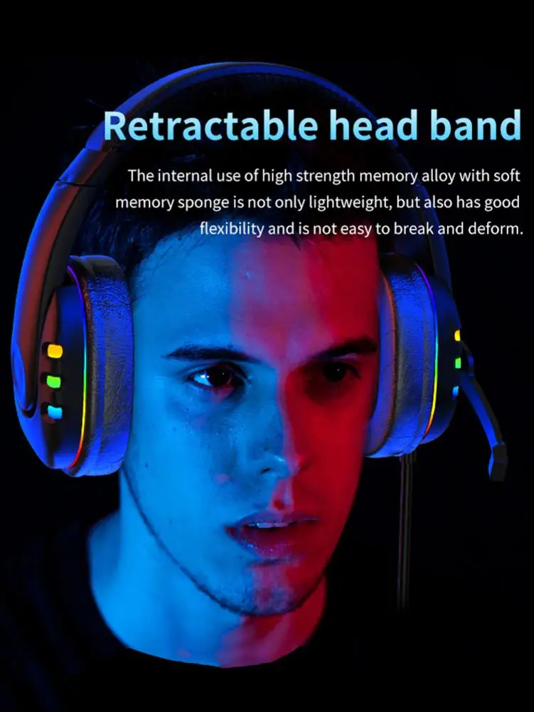 Professional Led Luminous Gamer Headset For Computer Gaming Headphones Adjustable Bass Stereo PC Wired Headset With Mic Gifts