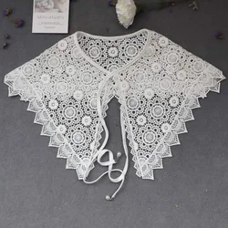 Lapel Fake Collar Shawl for Women Shoulder Wrap Hollow Floral Lace Necklace False Collars Female Shirt Detachable Collar