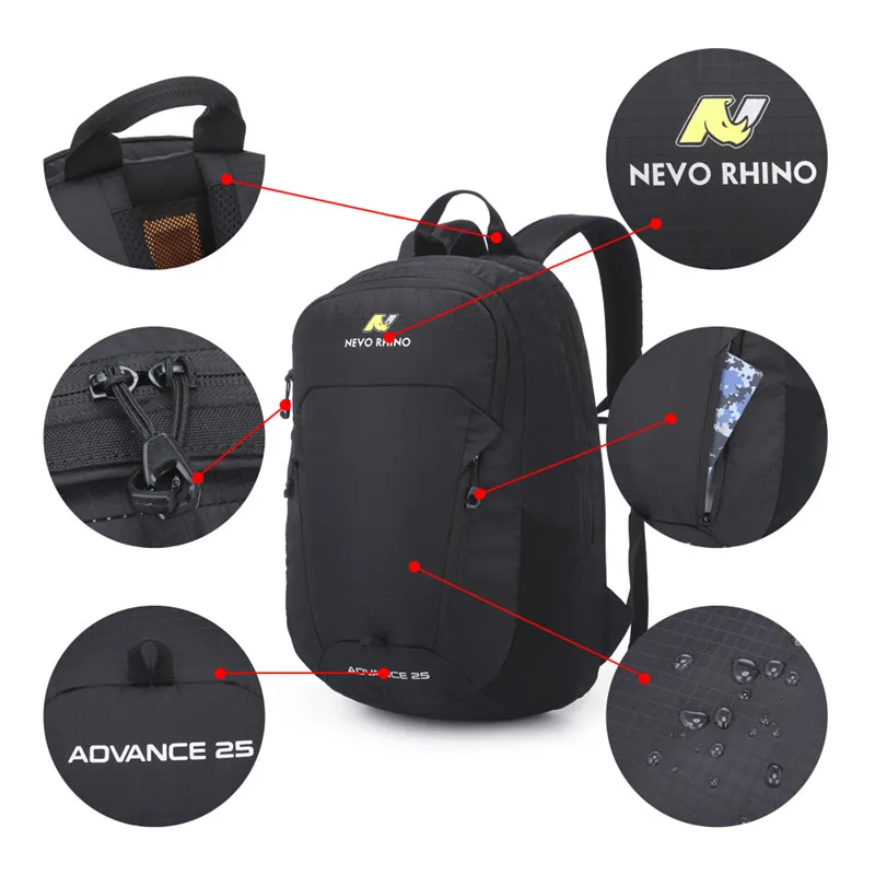 NEVO RHINO Waterproof 25L Men's Backpack Unisex travel pack bag hiking Outdoor Mountaineering Climbing Camping backpack for male
